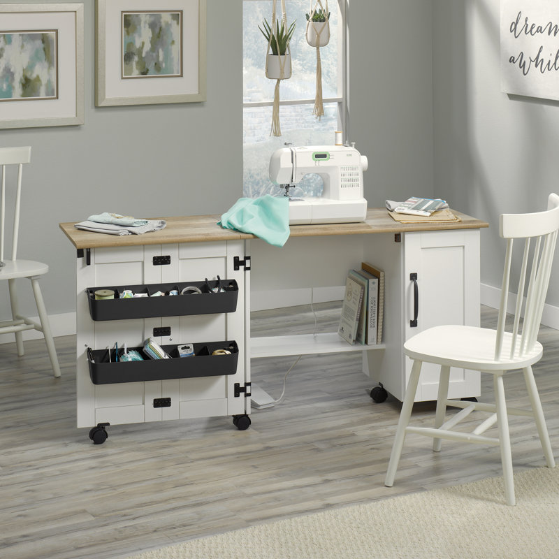 Red Barrel Studio® St. Nicholas Foldable Sewing Table with Wheels
